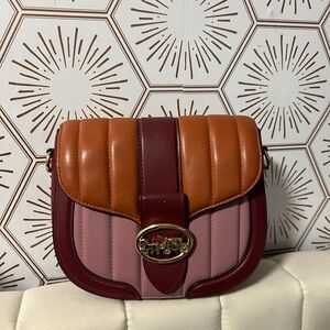 Coach Multicolor Crossbody Bag in Burgundy and Tan